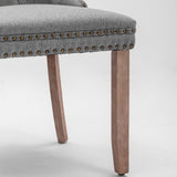 AADEN Modern Elegant Button-Tufted Upholstered Fabric with Studs Trim and Wooden legs Dining Side V226-SW6801GY
