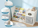 Keezi Kids Bookshelf and Toy Organizer with 3-Tier Bookshelvs, 2 Removable Bins and 2 KPS-BOOK3T-MUL-BG