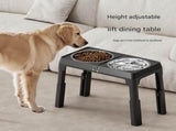 Pet Care Bundle Set Black Adjustable Elevated Double Dog Bowl & White and Grey 2-in-1 V888-ELOSUNG53429