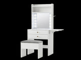 Levede Dressing Table Stool Dressing Vanity Desk Mirror LED Charging Station VM1036-WH-AU