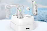 Smart Noise Reduction BTE Hearing Aid with Charging Case Rechargeable Sound Amplifier - Silver V1263-JX-6588-1