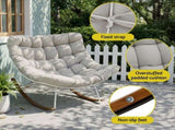 Gardeon Outdoor Rocking Chair Furniture Papasan Recliner Garden Patio Lounge Setting White ODF-ROCK-ST-WH
