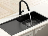 Cefito Stainless Steel Sink 75x45CM With Pull Out Mixer Tap Kitchen Basin Single Bowl Black SINK-BLACK-7545-52
