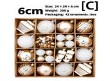 42-Piece Hand-Painted Christmas Tree Ornament Set with Red Green Gold Baubles, Gingerbread Men, V1341-ZY-W4SRW8S4-B