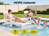 Gardeon Folding Sun Lounger Adirondack Chair Outdoor Lounge Setting HDPE Recliner Footrest White FF-BEACH-HEFD-OTTO-WH