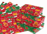 Gift Wrapping Paper Style WZ025 - Red & Green Reindeer & Gingerbread Man Design V1192-D62