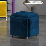 Stool, 5 in 1 Nesting Ottoman Stool with Swivel Casters Stackable Cube Square Sofa Vanity Movable V1107-CS-QFLCCE19