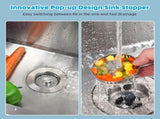 Upgraded 3 in 1 Bathroom and Kitchen Sink Drain Strainer V1258-DP02-C-830