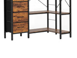 Levede Corner Bookshelf with 4 Fabric Drawers & LED Light 5 Tier Bedroom Rustic CH1183-AU