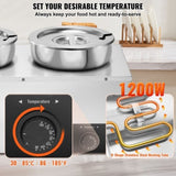 Electric Soup Warmer, Three 7.4QT Stainless Steel Round Pot, 1200W Commercial Food Warmer, 30 - 85&degC V952-BW3374QT1200W47W6V3