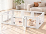 i.Pet Dog Pet Playpen 10 Panels Clear PET Plastic 152x100x57cm for Puppy Exercise PET-PLAYPEN-150L-WH