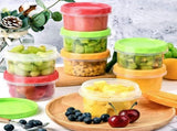 12 reusable 8-ounce plastic food containers with lids - deli containers - stackable food storage V1259-DP01-BO-209