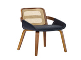 Set of 2 Rattan Back Dining Chairs, Black Faux Leather V1127-AU-DC02-BLK