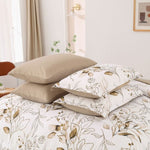 Soft Floral Leaf Comforter Set, King Size, Plush Quilted Bedding with Pillowcases V745-MAB010937AJ3