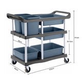 SOGA 2X 3-Tier Commercial Soiled Food Trolley Dirty Plate Cart Five Buckets Kitchen Food Utility FOODCART1518X2