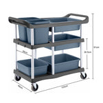 SOGA 3-Tier Commercial Soiled Food Trolley Dirty Plate Cart Five Buckets Kitchen Food Utility FOODCART1518