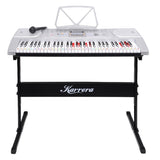 Karrera 61-Key Electronic LED Keyboard Piano with Stand - Silver EKB-CHJ-61-SL-LED