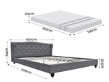 Artiss and BedStory Double Bed Frame and Mattress Set Memory Foam Cooling Gel Medium Soft Tufted BFRAME-SET-PIER-XFMA-D