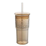 Glass Cups with Lids and Glass Straws, 20 Oz High Borosilicate Tumbler Glass Iced Coffee, Wide Mouth V1369-AZ3-W-20293