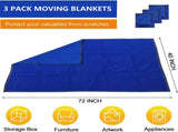 3 Pack Moving Blankets 40x72in Heavy Duty Padded Packing Blankets for Moving Shipping Protecting V1258-DP02-WO-865