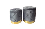 Amy Storage Foot Stools Set of 2 - Gray / Gold V292-OTT-AMY-GREY