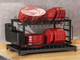 Dish Drying Rack for Countertop Aluminum 2 Tier Dish Rack with Drainboard and Utensil Holder for V1294-YM0710-3118230365911