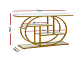 Artiss Console Table Marble Effect 4-Tier Shelves 105CM White&Gold FUR-V-CST-01-MBWH