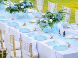 7-Piece Light Blue Scalloped Party Tableware Set for 25 Guests - Disposable Paper Plates 7 / 9 inch, V888-ELOSUNG52034