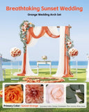 VEVOR Artificial Wedding Arch Flowers Kit Orange With 2 Pcs Flowers 3 Pcs Drapes V952-HLGMHTJ5JTCSI16LQV0