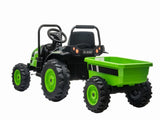 12V Kids Ride on Electric Tractor With Tipper Trailer Green V580-OZ-TRAC-HL388