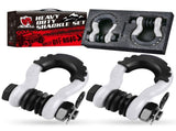 Gift Box Set of White 3/4" D-Ring Tow Shackle - Carbon Steel Bow Shackle with Nut & Cotter V888-ELOSUNG55592