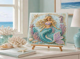 Pearl Art Kits Decor, Mermaid Princess DIY Diamond Art Kit, 11.8 x 15.7 Inch Pearl Art Craft for V1192-AZ-W-34217