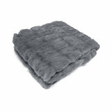 Harper Soft Ruched Pattern Faux Fur Throw Rug 127 x 152 cm Grey V442-ATX-THROW-HARPER-GREY-RE