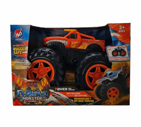 Friction Powered Orange Bison Monster Truck for Children 1:16 Scale 3+ V330-CREATEXTOYS04