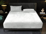 White Plush Crystal Velvet Fitted Sheet - Ultra Soft, Warm & Thick for Winter V888-ELOSUNG26831