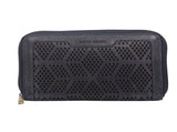 Pierre Cardin Perforated Leather Ladies Zip Around Wallet - Teal V563-PC-3350-TEAL