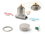 Brushed Nickel Bath Shower Mixer Round 1/4 Knob Hot Cold Tap Cartridge Spindle V1233-KC1292BN