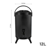 SOGA 12L Stainless Steel Insulated Milk Tea Barrel Hot and Cold Beverage Dispenser Container with VICDISPENSER12LBLK