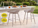Gardeon 2PC Outdoor Bar Stools Plastic Metal Dining Chair Patio Furniture Coffee ODF-BA-CHAIR-PP-CO-2X