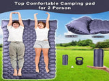 Double Camping Pad with Built-in Pillow Foot Pump Inflatable Mattress for Tent/Backpacking V1107-CS-LYCD1