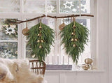 2 Pcs Norfolk Pine Christmas Swag with Bell,23.6inch Norfolk Pine Teardrop Swag,Christmas Teardrop V1366-AZ2-W-24911