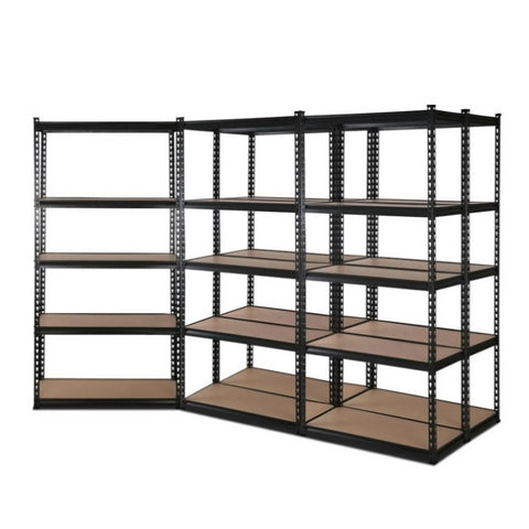 Giantz 5x1.5M Garage Shelving Warehouse Rack Pallet Racking Storage Shelve Black WR-E-7X15-BKX5