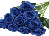 Artificial Silk Roses 25-Piece Bouquet Wedding Decorations Family Gathering - Royal Blue - Size L V1347-DSZ-001-001-ROY-L