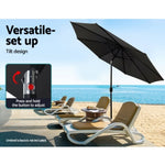 Instahut 2.7m Outdoor Umbrella w/Base Pole Stand Garden Beach Black UMB-POLE-27-TIL-BK