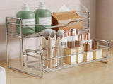 Stainless Steel Two Layers Storage Shelf Kitchen Spice Rack Bathroom Cosmetics Mouthwash Cup V1161-101216