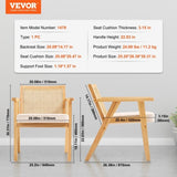 Rattan Chair, Mid Century Modern Dining Chair with Armrest, Upholstered Chair with Rattan Back, V952-TBYYMS4KTYBYP9GE1V0