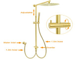 WELS Brushed Gold 2in1 Large Round Shower 12" Rain Head Stainless Steel Handheld Sliding Rail Mixer V1233-SC842GSS019CBGKSR112GKRD201G