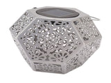LED Solar Powered Lantern IP44 Waterproof Silver Polygon Decorative Solar Hanging Lantern V1294-YM0521-3119230042911