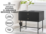 Sarantino Arden Fluted 2-Drawer Bedside Table Night Stand - Black TBL-17F-2TZ-BK