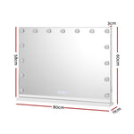 Embellir Bluetooth Makeup Mirror 80x58cm Hollywood Vanity with LED Light Wall MM-E-FRAMELS-5880-WH-BT